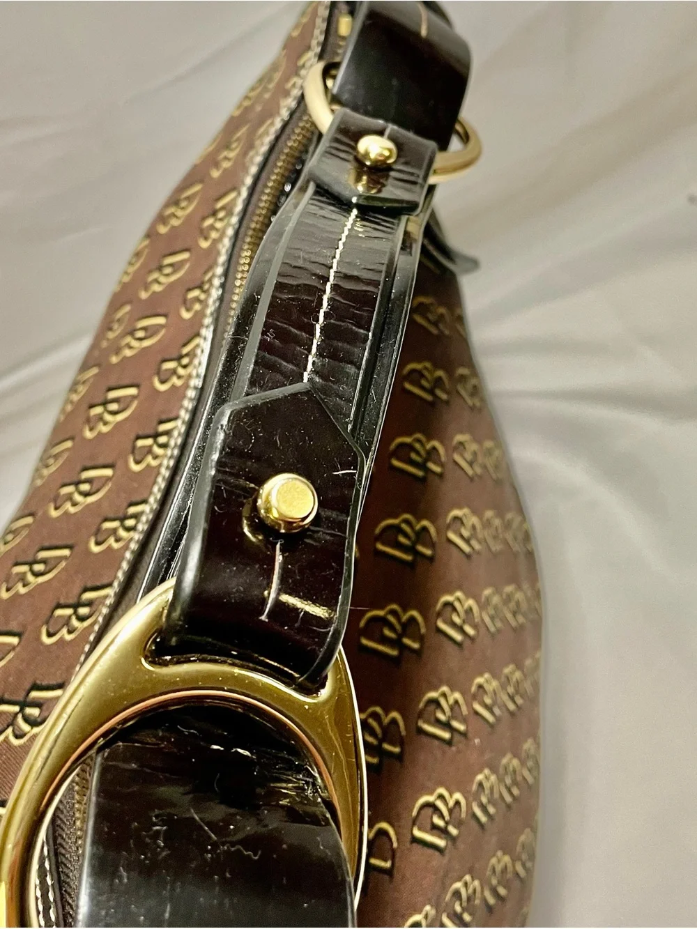 Dooney & Bourke Nikki Shadow Signature Monogram Hobo Bag, EUC